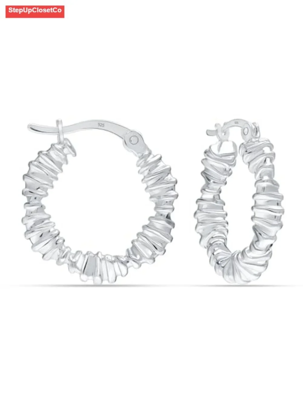 925 Sterling Silver Twisted Hoop Earrings for Women Hypoallergenic Click-Top